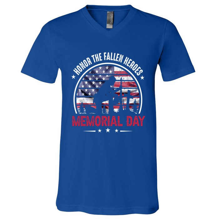 Honor The Fallen Heroes Memorial Day Cool Gift V-Neck T-Shirt