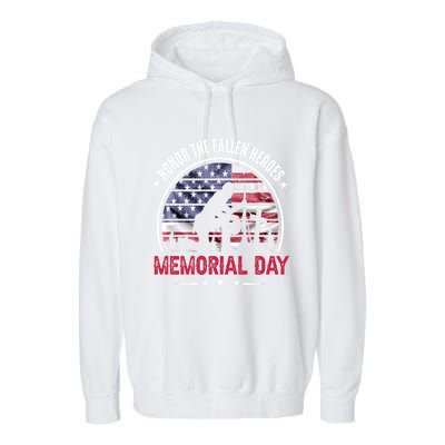 Honor The Fallen Heroes Memorial Day Cool Gift Garment-Dyed Fleece Hoodie