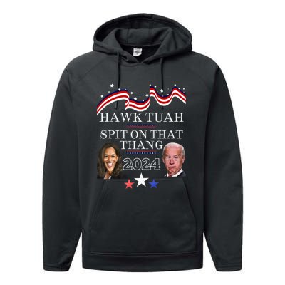 Hawk Tauh Funny Election 2024 Spit On That Thang Biden Performance Fleece Hoodie