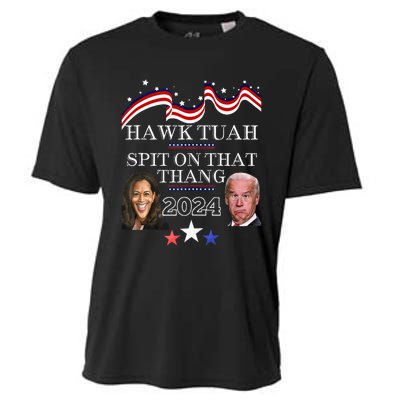 Hawk Tauh Funny Election 2024 Spit On That Thang Biden Cooling Performance Crew T-Shirt