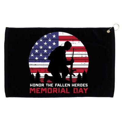 Honor The Fallen Heroes Memorial Day US Flag Grommeted Golf Towel