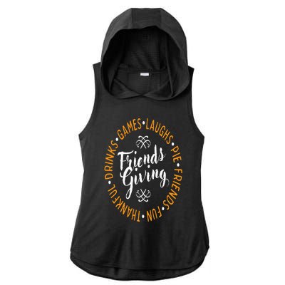 Happy Thanksgiving Friendsgiving Day Thankful Turkey Games Ladies PosiCharge Tri-Blend Wicking Draft Hoodie Tank