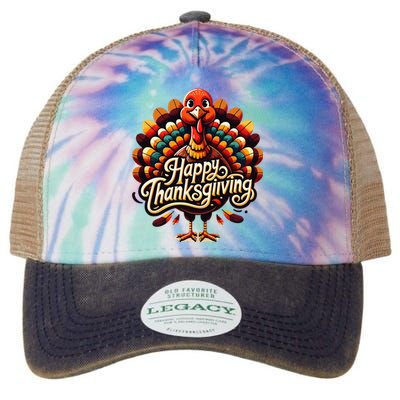 Happy Thanksgiving For Turkey Day Family Dinner Legacy Tie Dye Trucker Hat