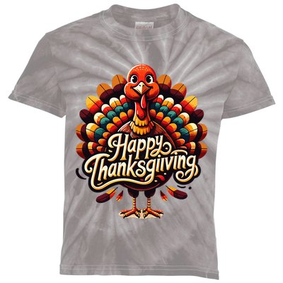 Happy Thanksgiving For Turkey Day Family Dinner Kids Tie-Dye T-Shirt