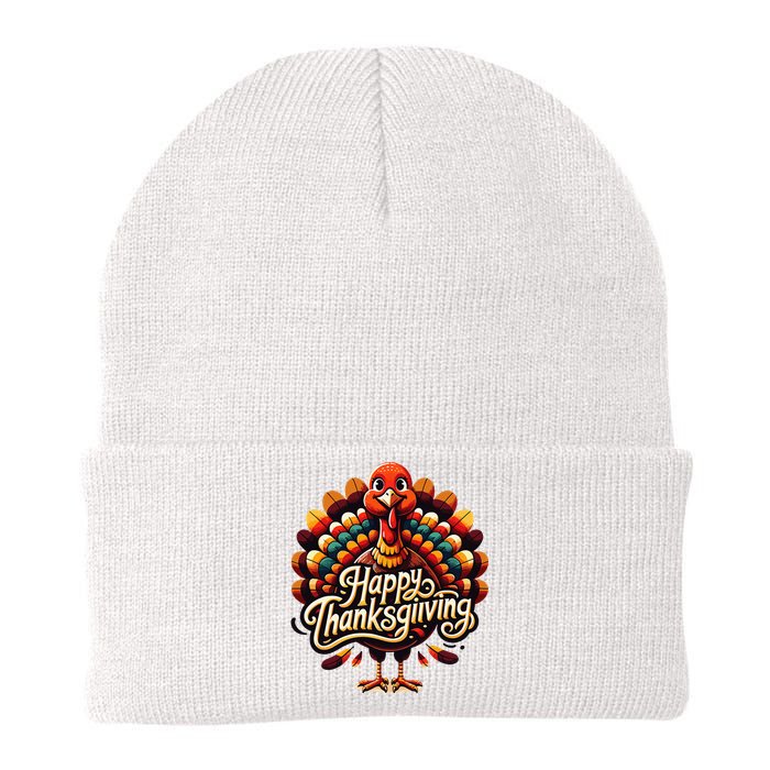 Happy Thanksgiving For Turkey Day Family Dinner Knit Cap Winter Beanie