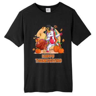 Happy Thanksgiving For Girl Unicorn Dabbing Shirt Hat Turkey Tall Fusion ChromaSoft Performance T-Shirt