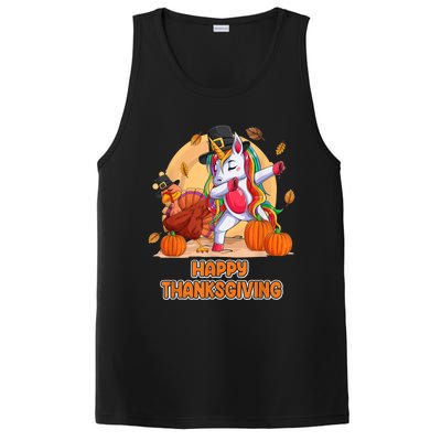 Happy Thanksgiving For Girl Unicorn Dabbing Shirt Hat Turkey PosiCharge Competitor Tank