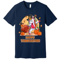 Happy Thanksgiving For Girl Unicorn Dabbing Shirt Hat Turkey Premium T-Shirt