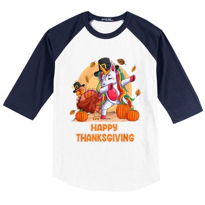 Happy Thanksgiving For Girl Unicorn Dabbing Shirt Hat Turkey Baseball Sleeve Shirt