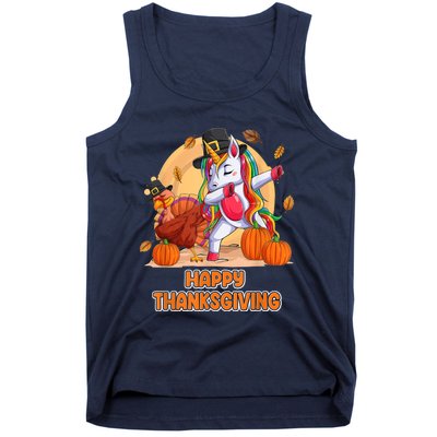 Happy Thanksgiving For Girl Unicorn Dabbing Shirt Hat Turkey Tank Top