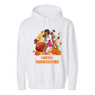 Happy Thanksgiving For Girl Unicorn Dabbing Shirt Hat Turkey Garment-Dyed Fleece Hoodie