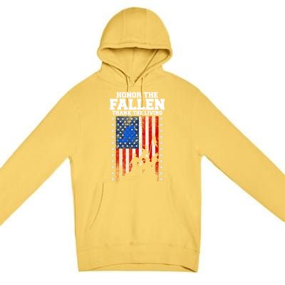 Honor The Fallen Thank The Living Memorial Day Cool Gift Premium Pullover Hoodie