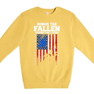 Honor The Fallen Thank The Living Memorial Day Cool Gift Premium Crewneck Sweatshirt