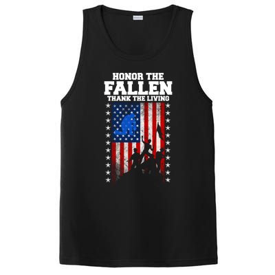 Honor The Fallen Thank The Living Memorial Day Cool Gift PosiCharge Competitor Tank