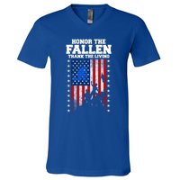 Honor The Fallen Thank The Living Memorial Day Cool Gift V-Neck T-Shirt