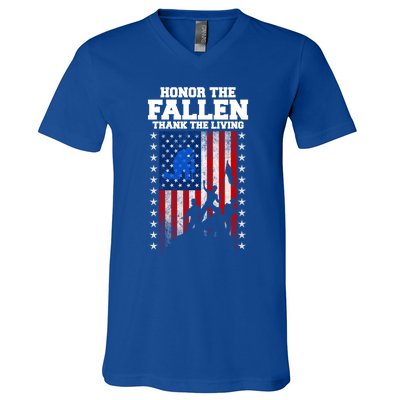 Honor The Fallen Thank The Living Memorial Day Cool Gift V-Neck T-Shirt