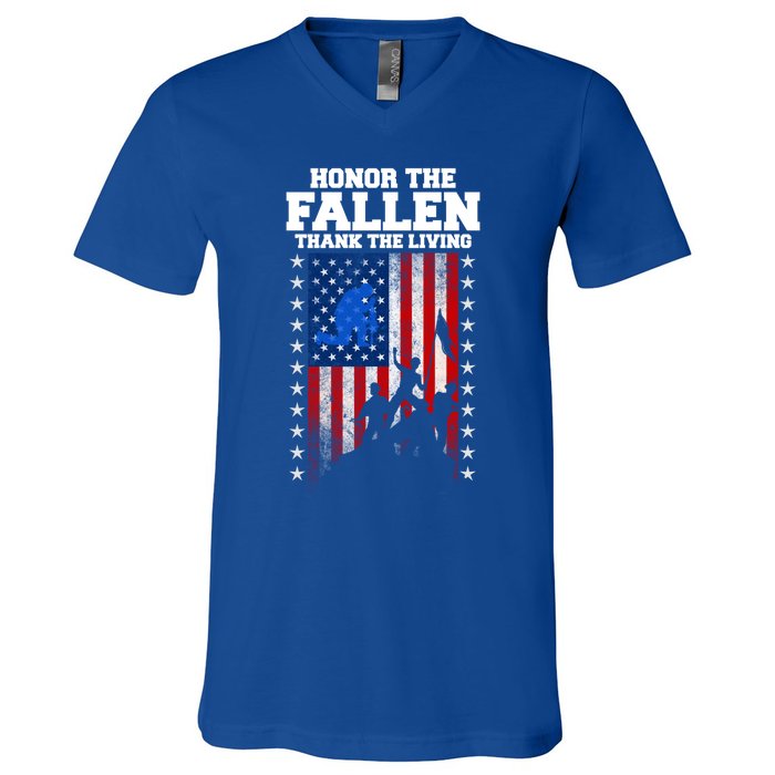 Honor The Fallen Thank The Living Memorial Day Cool Gift V-Neck T-Shirt