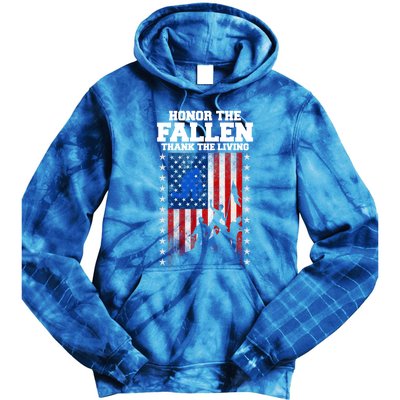 Honor The Fallen Thank The Living Memorial Day Cool Gift Tie Dye Hoodie