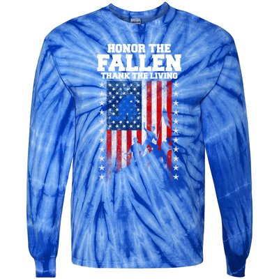 Honor The Fallen Thank The Living Memorial Day Cool Gift Tie-Dye Long Sleeve Shirt