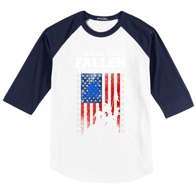 Honor The Fallen Thank The Living Memorial Day Cool Gift Baseball Sleeve Shirt