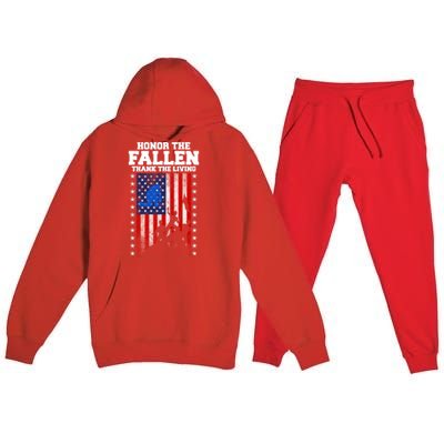 Honor The Fallen Thank The Living Memorial Day Cool Gift Premium Hooded Sweatsuit Set