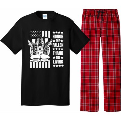 Honor The Fallen Thank The Living Memorial Day Veteran Boots Gift Pajama Set