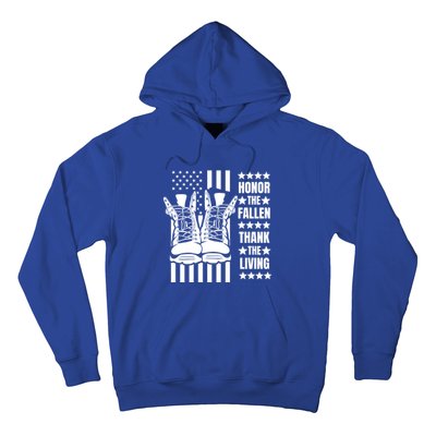 Honor The Fallen Thank The Living Memorial Day Veteran Boots Gift Hoodie