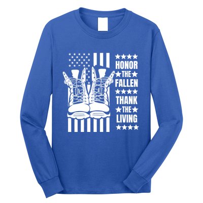 Honor The Fallen Thank The Living Memorial Day Veteran Boots Gift Long Sleeve Shirt