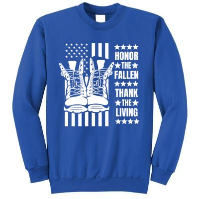 Honor The Fallen Thank The Living Memorial Day Veteran Boots Gift Sweatshirt