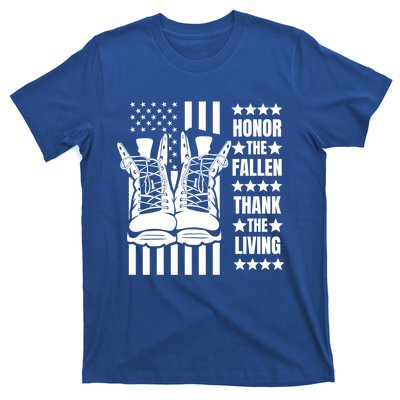 Honor The Fallen Thank The Living Memorial Day Veteran Boots Gift T-Shirt