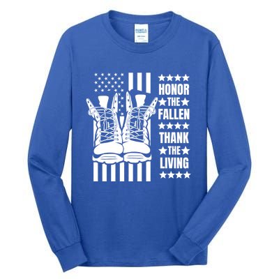 Honor The Fallen Thank The Living Memorial Day Veteran Boots Gift Tall Long Sleeve T-Shirt