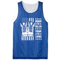 Honor The Fallen Thank The Living Memorial Day Veteran Boots Gift Mesh Reversible Basketball Jersey Tank