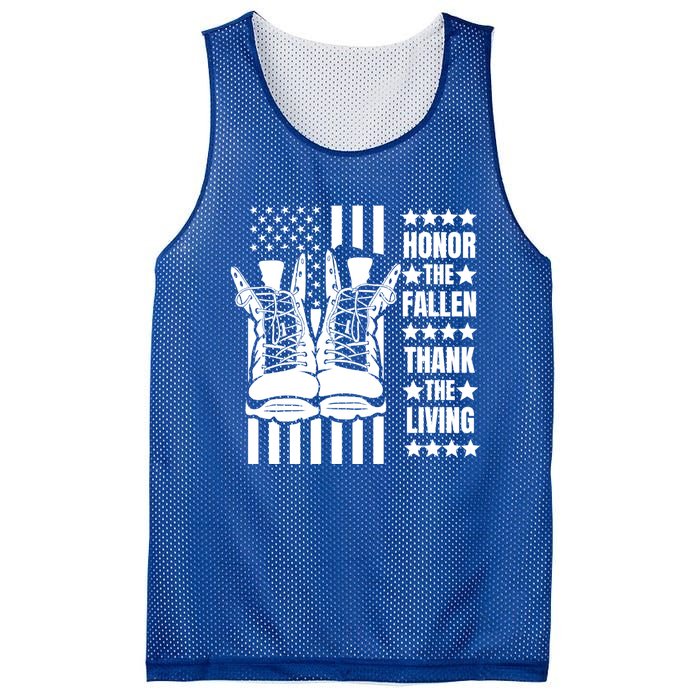 Honor The Fallen Thank The Living Memorial Day Veteran Boots Gift Mesh Reversible Basketball Jersey Tank