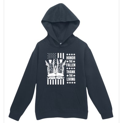 Honor The Fallen Thank The Living Memorial Day Veteran Boots Gift Urban Pullover Hoodie