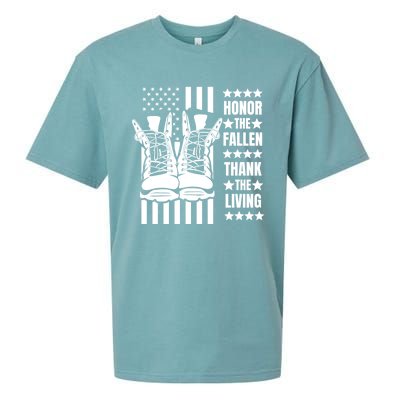 Honor The Fallen Thank The Living Memorial Day Veteran Boots Gift Sueded Cloud Jersey T-Shirt