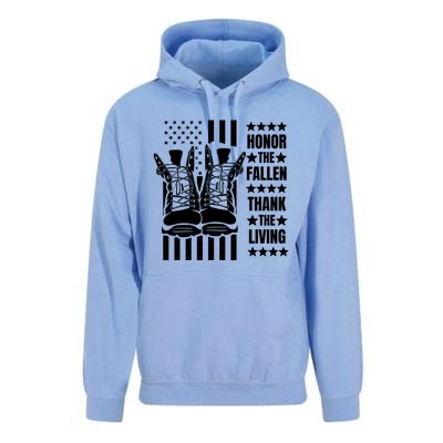 Honor The Fallen Thank The Living Memorial Day Veteran Boots Gift Unisex Surf Hoodie