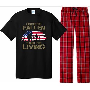 Honor The Fallen Thank The Living Memorial Day Veteran Funny Gift Cool Gift Pajama Set