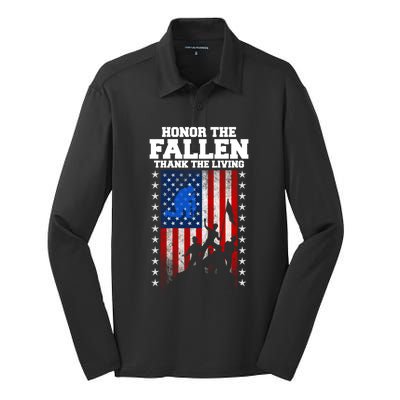 Honor The Fallen Thank The Living Memorial Day Gift Silk Touch Performance Long Sleeve Polo