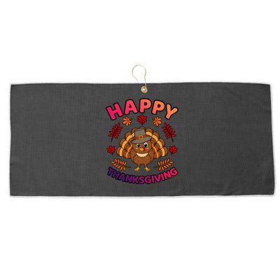 Happy Thanksgiving Funny Turkey Family Graphic Gift Large Microfiber Waffle Golf Towel