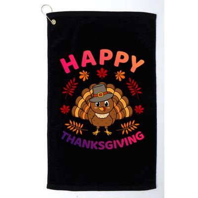 Happy Thanksgiving Funny Turkey Family Graphic Gift Platinum Collection Golf Towel