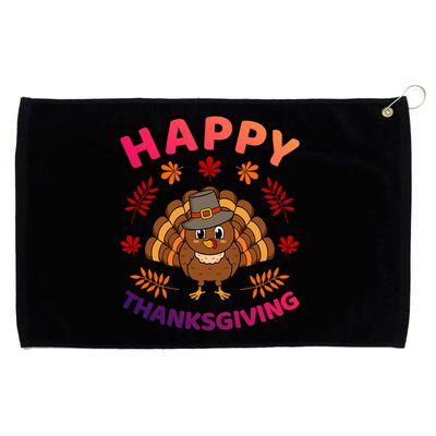 Happy Thanksgiving Funny Turkey Family Graphic Gift Grommeted Golf Towel