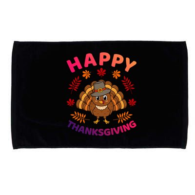 Happy Thanksgiving Funny Turkey Family Graphic Gift Microfiber Hand Towel