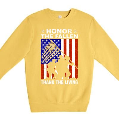 Honor The Fallen Thank The Living Memorial Day Veteran Gift Funny Gift Premium Crewneck Sweatshirt