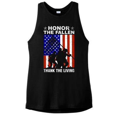 Honor The Fallen Thank The Living Memorial Day Veteran Gift Funny Gift Ladies PosiCharge Tri-Blend Wicking Tank