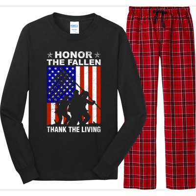 Honor The Fallen Thank The Living Memorial Day Veteran Gift Funny Gift Long Sleeve Pajama Set