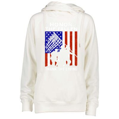 Honor The Fallen Thank The Living Memorial Day Veteran Gift Funny Gift Womens Funnel Neck Pullover Hood