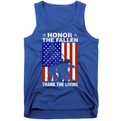 Honor The Fallen Thank The Living Memorial Day Veteran Gift Funny Gift Tank Top