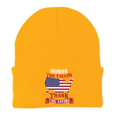 Honor The Fallen Thank The Living Proudly Support Our Troops Gift Knit Cap Winter Beanie