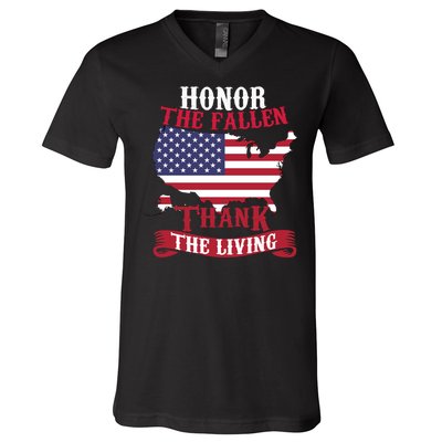 Honor The Fallen Thank The Living Proudly Support Our Troops Gift V-Neck T-Shirt