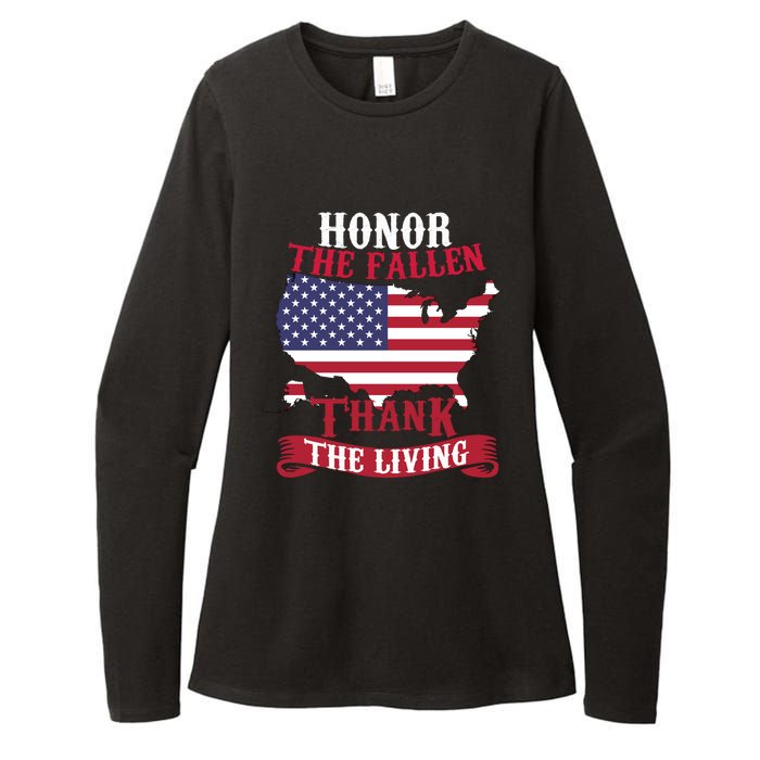 Honor The Fallen Thank The Living Proudly Support Our Troops Gift Womens CVC Long Sleeve Shirt